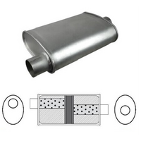 10" X 4" OVAL 14" LONG 2.5" O/C GLASS PACKED REDBACK UNIVERSAL MUFFLER (F727GPC)