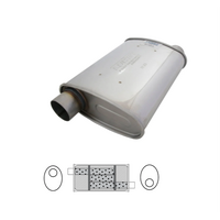 10" x 4" OVAL 14" LONG 2.5" O/O TRIFLOW LUKEY STAINLESS STEEL UNIVERSAL MUFFLER (F728GPN-430L)