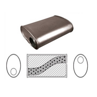 10" X 4" OVAL 14" LONG 2.5" O/O MEGA FLOW REDBACK UNIVERSAL MUFFLER NO SPIGOTS (F728MN)