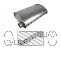 10" X 4" OVAL 18" LONG 2.5" O/O MEGA FLOW REDBACK UNIVERSAL MUFFLER (F744M)