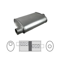 8" x 4" OVAL 14" LONG 2.5" O/C GLASS PACKED REDBACK UNIVERSAL MUFFLER (J727GPC)
