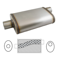 9" X 4" OVAL 14" LONG 2.25" O/C MEGA POWER 409 S/STEEL UNIVERSAL MUFFLER (STR7600-409)