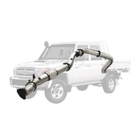 PERFORM-EX 4" STAINLESS STEEL TURBO BACK SIDE EXIT EXHAUST SYSTEM FITS TOYOTA LANDCRUISER VDJ79R 4.5L V8 2016-2025 - NO CAT/PIPE ONLY (TY219-POS-SS)