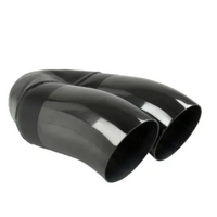 DUMP PIPE BLACK CHROME EXHAUST TIP - 2.25" INLET - TWIN 3" OUTLET (9" LONG)