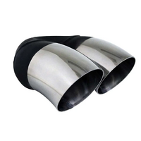 DUMP PIPE STAINLESS STEEL EXHAUST TIP - 2.5" INLET - TWIN 3" OUTLET (9" LONG)