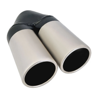STRAIGHT CUT ROLLED IN STAINLESS STEEL EXHAUST TIP - 2.25" INLET - TWIN 3" OUTLET (9" LONG)