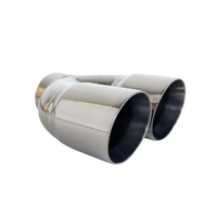 ANGLE CUT INNER CONE STAINLESS STEEL EXHAUST TIP - 3" INLET - TWIN 3.5" OUTLET (RHS)