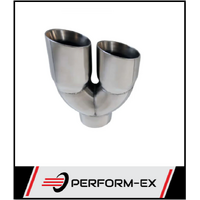 ANGLE CUT INNER CONE STAINLESS STEEL EXHAUST TIP - 3" INLET - TWIN 3.5" OUTLET (LHS)
