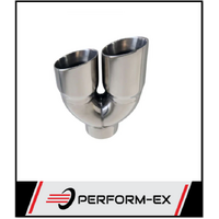 ANGLE CUT INNER CONE STAINLESS STEEL EXHAUST TIP - 3" INLET - TWIN 3.5" OUTLET (RHS)