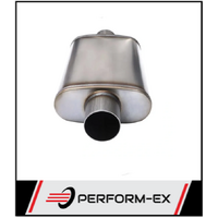 PERFORM-EX 9" X 4" OVAL 14" LONG 2" C/C 409 SS MEGA FLOW UNIVERSAL MUFFLER