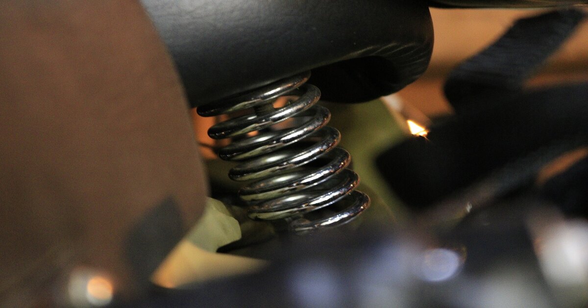 A close up image of a car's passive suspension system.