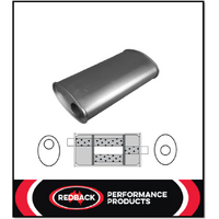 8" x 5" OVAL 14" LONG 2" O/C TURBO FLOW REDBACK UNIVERSAL MUFFLER (D527TBN)