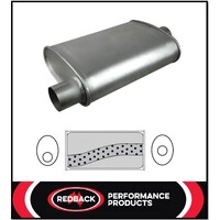 9" X 5" OVAL 14" LONG 3 1/2" O/C MEGA FLOW REDBACK UNIVERSAL MUFFLER