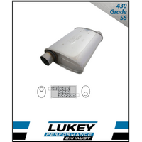 10" x 4" OVAL 14" LONG 2.5" O/O TRIFLOW LUKEY STAINLESS STEEL UNIVERSAL MUFFLER (F728GPN-430L)