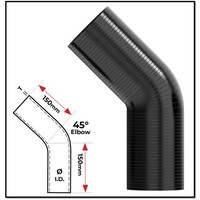 3/4" (19MM) BLACK 45° SILICONE BEND (4 PLY REINFORCED 4MM THICK)