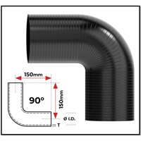 1" (25MM) BLACK 90° SILICONE BEND (4 PLY REINFORCED 4MM THICK)