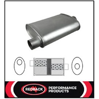 8" X 4" OVAL 14" LONG 2" O/C BAFFLED REDBACK UNIVERSAL MUFFLER