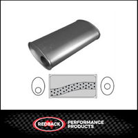 8" X 4" OVAL 14" LONG 2" O/C MEGA FLOW REDBACK UNIVERSAL MUFFLER NO SPIGOTS (J527MN)