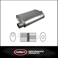 8" X 4" OVAL 14" LONG 2.25" O/C BAFFLED REDBACK UNIVERSAL MUFFLER (J627GPB)