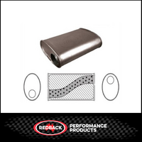 8" X 4" OVAL 14" LONG 2.25" O/O MEGA FLOW REDBACK UNIVERSAL MUFFLER NO SPIGOTS (J628MN)