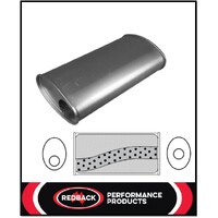 8" X 4" OVAL 16" LONG 2 1/4" O/C MEGA FLOW REDBACK UNIVERSAL MUFFLER