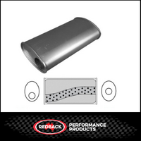 8" x 4" OVAL 14" LONG 2.5" O/C MEGA FLOW REDBACK UNIVERSAL MUFFLER NO SPIGOTS (J727MN)