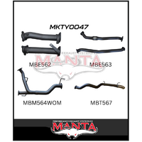 MANTA 2.5" TWIN INTO 3" TURBO BACK EXHAUST SYSTEM WITH NO CATS/NO MUFFLERS FITS TOYOTA LANDCRUISER VDJ200R 2007-2015 (MKTY0047)