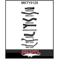 MANTA 3" TWIN TURBO BACK EXHAUST SYSTEM WITH CAT/NO MUFFLER FITS TOYOTA LANDCRUISER VDJ79R 4.5L V8 DUAL CAB 2012-2016 (MKTY0120)