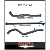MANTA 3" DPF BACK EXHAUST SYSTEM WITH PIPE ONLY FITS TOYOTA HILUX GUN126R 2.8L N80 2015-ON (MKTY0122)