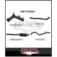MANTA 3" TURBO BACK EXHAUST SYSTEM WITH NO CAT/MUFFLER FITS TOYOTA HILUX GUN126R 2.8L N80 2015-ON (MKTY0144)