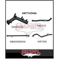 MANTA 3" TURBO BACK EXHAUST SYSTEM WITH NO CAT/PIPE ONLY FITS TOYOTA HILUX GUN126R 2.8L N80 2015-ON (MKTY0146)