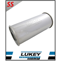 5" ROUND X 12" LONG 2.5" C/C MEGAFLOW LUKEY STAINLESS STEEL UNIVERSAL MUFFLER (N718MN-430L)