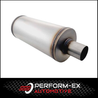 PERFORM-EX 6" ROUND X 14" LONG 2.5" 409 STAINLESS MEGA FLOW UNIVERSAL MUFFLER (O726GP-409R)