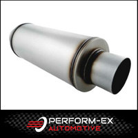 PERFORM-EX 6" ROUND X 14" LONG 3" 409 STAINLESS MEGA FLOW UNIVERSAL MUFFLER (O826GP-409R)