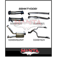MANTA 3" TWIN STAINLESS STEEL TURBO BACK EXHAUST SYSTEM (L & R EXIT) NO CATS/1 MUFFLER FITS TOYOTA LANDCRUISER VDJ200R 2007-2015 (SSMKTY0051)