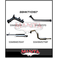 MANTA STAINLESS STEEL 3" TURBO BACK EXHAUST (NO CAT/MUFFLER) FITS TOYOTA PRADO GDJ150R 2.8L 6/2015-ON (SSMKTY0157)