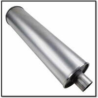 GLASS PACKED STRAIGHT THROUGH TRUCK MUFFLER 6" ROUND X 24" LONG X 2" IN/OUT