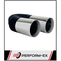 STRAIGHT CUT INNER CONE STAINLESS STEEL STEPPED EXHAUST TIP - 2.5" INLET - TWIN 3" OUTLET (9" LONG)