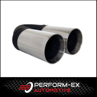 STRAIGHT CUT INNER CONE STAINLESS STEEL EXHAUST TIP - 2.5" INLET - TWIN 3" OUTLET (9" LONG)