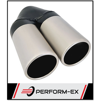 STRAIGHT CUT ROLLED IN STAINLESS STEEL EXHAUST TIP - 2.5" INLET - TWIN 3" OUTLET (9" LONG)