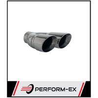 ANGLE CUT INNER CONE STAINLESS STEEL EXHAUST TIP - 3" INLET - TWIN 3.5" OUTLET (LHS)