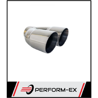 ANGLE CUT INNER CONE STAINLESS STEEL EXHAUST TIP - 3" INLET - TWIN 3.5" OUTLET (RHS)