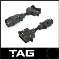 TAG PULSE TRAILER ADAPTER - 7 PIN LARGE ROUND PLUG TO 7 PIN FLAT SOCKET