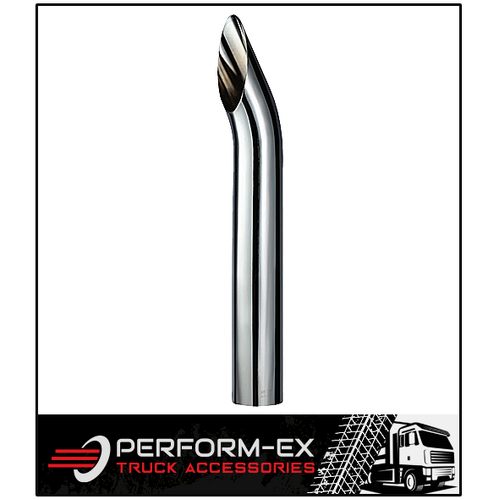 CHROME EXHAUST STACK CURVED 4" OD X 24" (610MM) LONG WITH PLAIN INLET (CPS4024)
