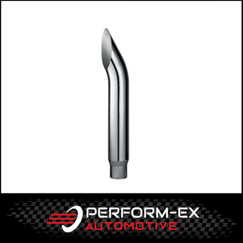 CHROME EXHAUST STACK CURVED REDUCING 8" OD > 5" OD X 36" (915MM) LONG WITH PLAIN INLET (CPSR8536)
