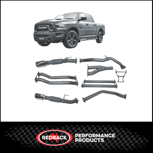 REDBACK TWIN 3" STAINLESS CAT BACK EXHAUST WITH PIPE ONLY FITS RAM 1500 DS 5.7L 2017-ON
