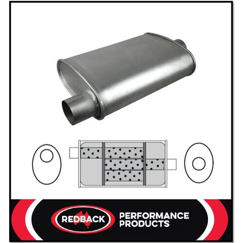 10" X 4" OVAL 14" LONG 2 1/4" O/C TRIFLOW REDBACK UNIVERSAL MUFFLER