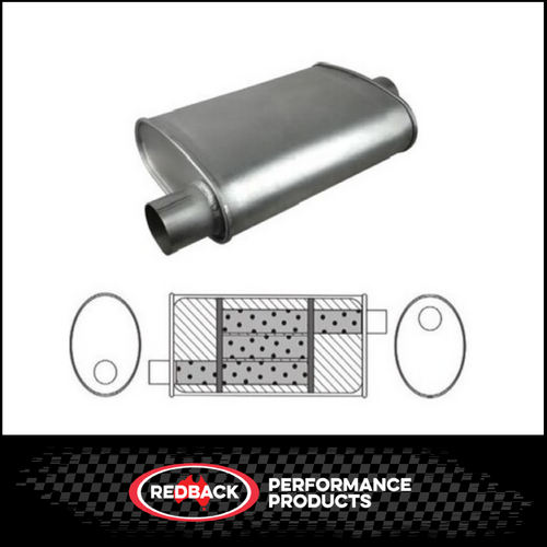 10" X 4" OVAL 14" LONG 2.25" O/O TRIFLOW REDBACK UNIVERSAL MUFFLER (F628GP)