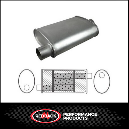 10" X 4" OVAL 16" LONG 2.25" O/O TRIFLOW REDBACK UNIVERSAL MUFFLER (F636GP)