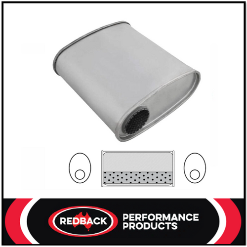 10" X 4" OVAL 10" LONG 2.5" S/S MEGA FLOW REDBACK UNIVERSAL MUFFLER (F717MN)